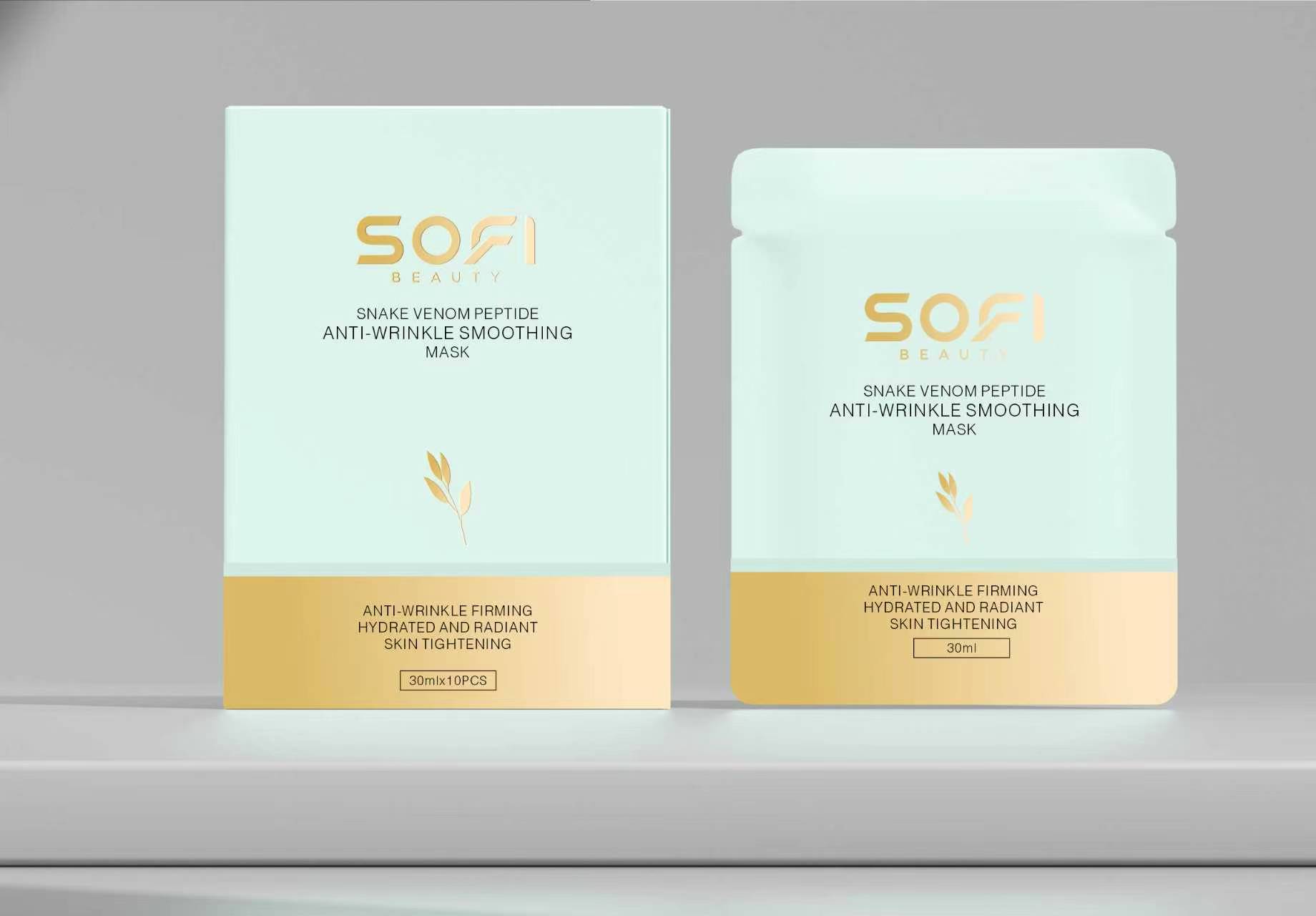 SOFI BEAUTY - Snake Venom Peptide Anti - Wrinkle Smoothing Hydrating Face Mask 30 ml*10 шт